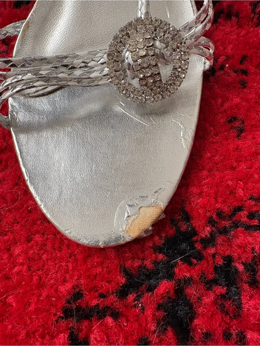 Women’s Silver Rhinestone BIG diamond heels